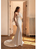 One Shoulder Satin Stylish Wedding Dress With Handmade Flower